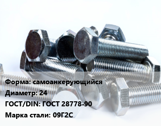 Болт самоанкерующийся 24 ГОСТ 28778-90 Сталь: 09Г2С, кг цена от 1457 Тг / кг, где купить, условия доставки в Актобе и Актюбинской области
